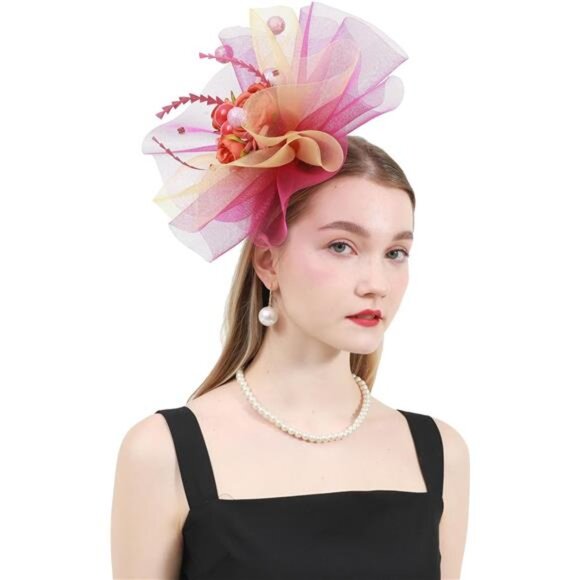 Women\'s Derby Church Hat Bridal Tea Party Sun Hat with Detachable Hat Flower main image 7